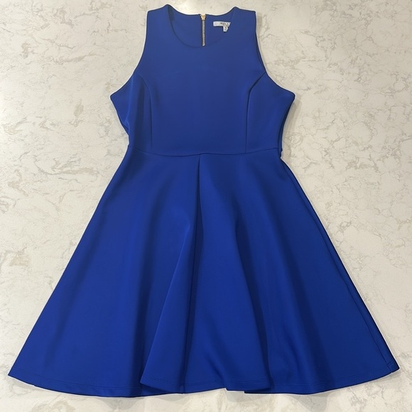 Milly For Design Nation Sapphire Blue Sleeveless Tank Scuba Fit & Flare Dress 10 - Picture 5 of 13